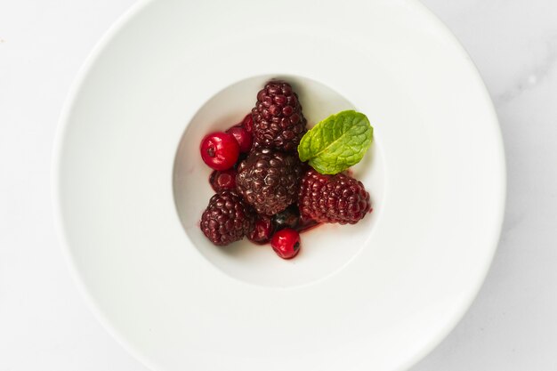 Top view forest fruits in bowl