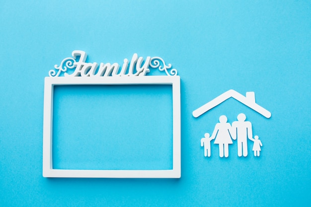 Free Photo top view frame and family figure concept