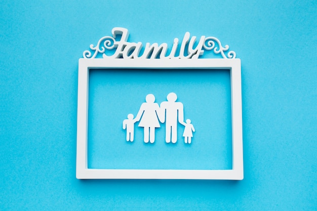 Free Photo top view frame with family figure concept