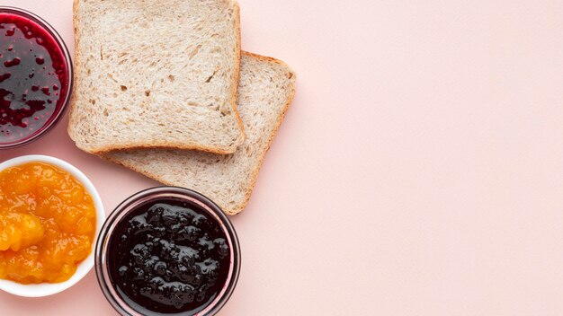 Top view frame with fruity jam