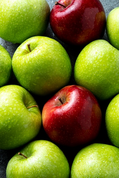 Top view fresh apples arrangement