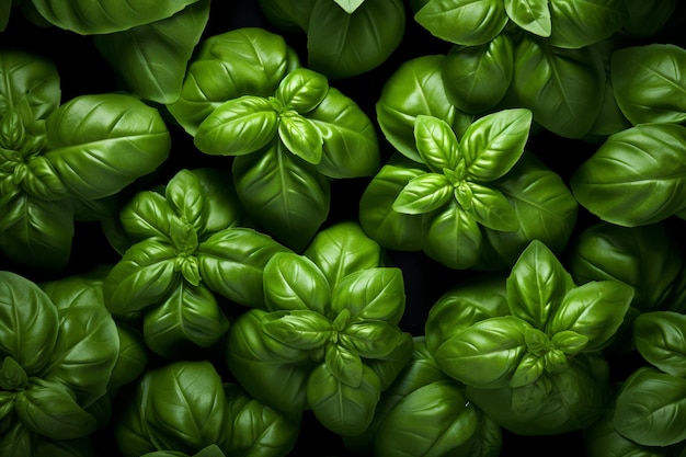 Free photo top view of fresh basil plant