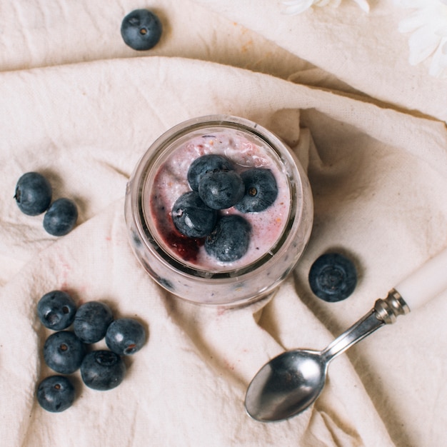 Free Photo top view fresh blueberry smoothie