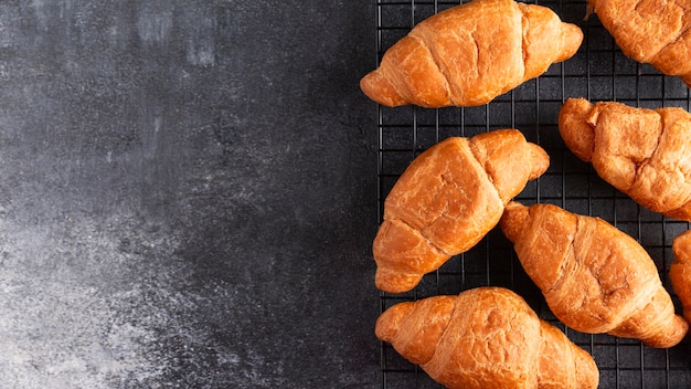 Top view fresh croissants