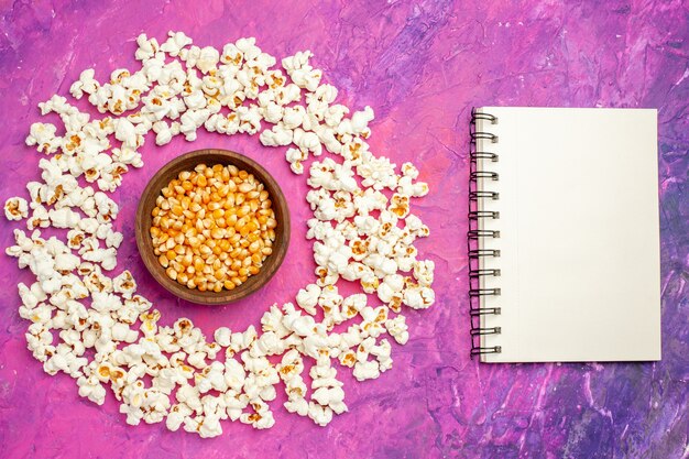 Top view of fresh popcorn for movie night