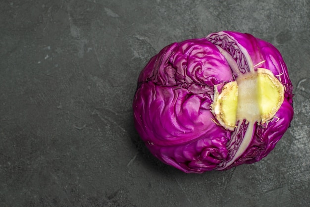 Top view of fresh red cabbage sliced