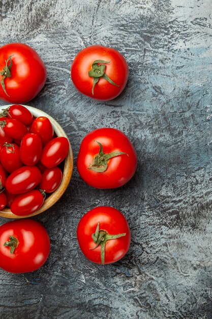 Top view fresh red tomatoes