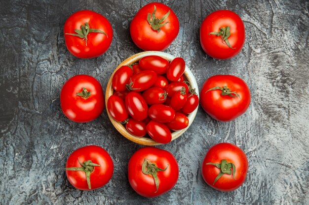 Top view fresh red tomatoes