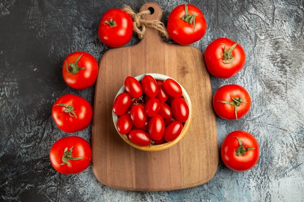 Top view fresh red tomatoes