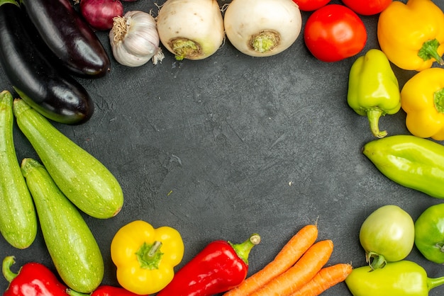 Top view fresh vegetables on dark background