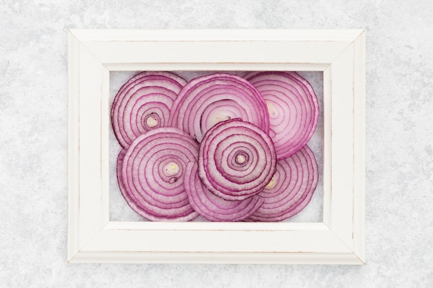 Free Photo top view freshly sliced onions