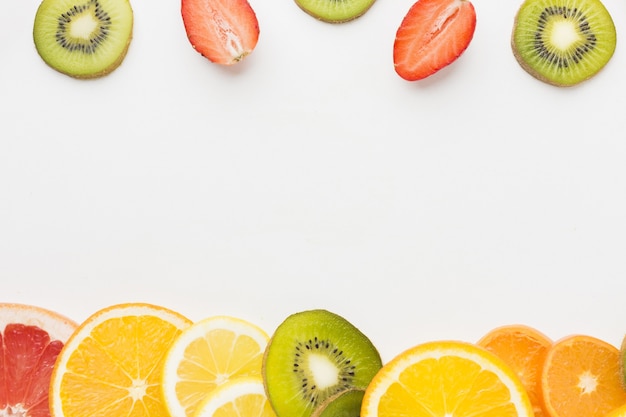 Free Photo top view of fruit assortement with copy space