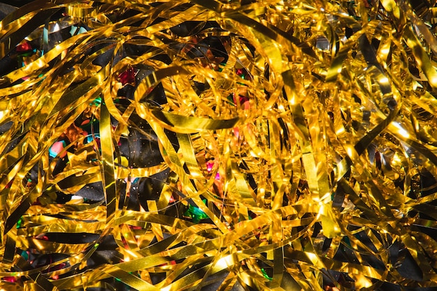 Top view golden confetti for party