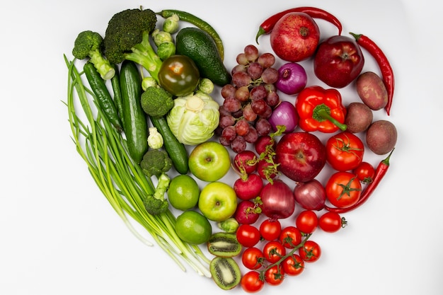 Top view green and red food