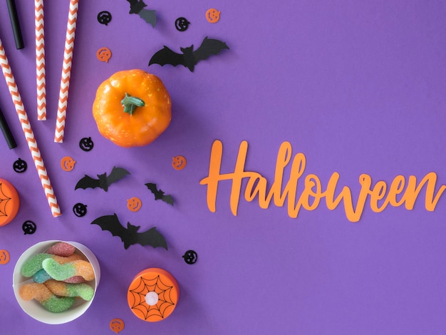 Free photo top view halloween concept with copy space