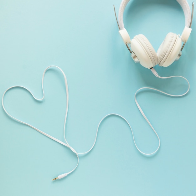 Top view headset with blue background