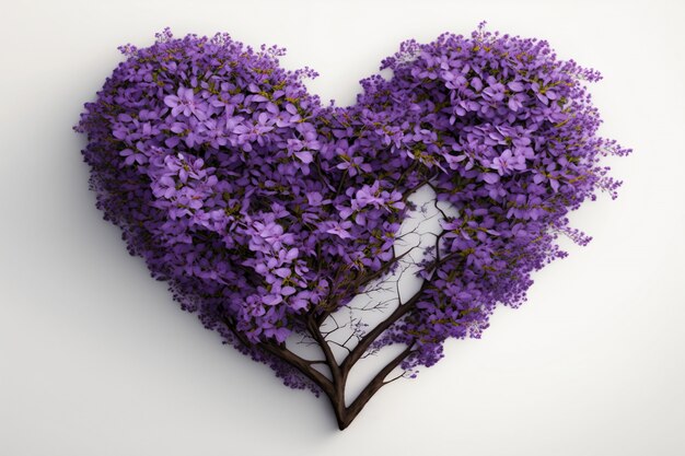 Free photo top view of heart made of blooming flowers