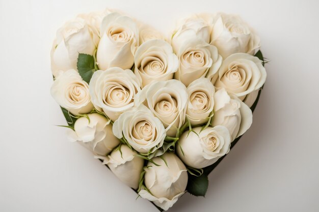 Top view of heart made of blooming flowers