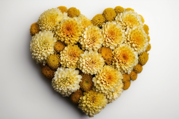 Top view of heart made of blooming flowers