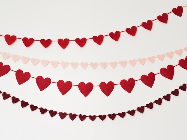 Top view heart shaped decorations