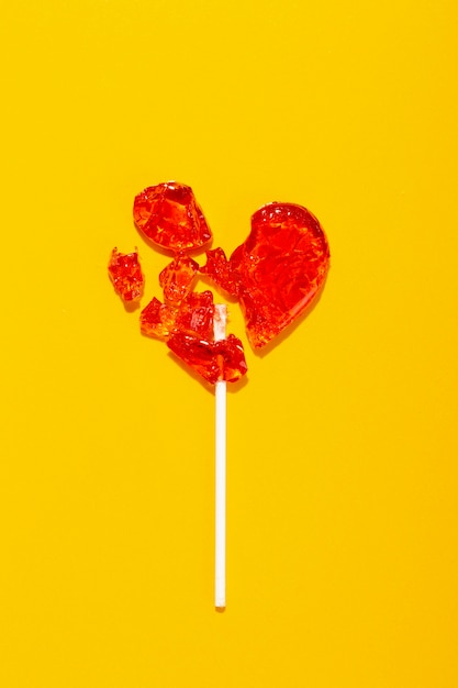 Top view over  heart shaped lollipops