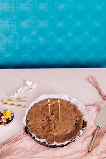 Top view homemade chocolate cake