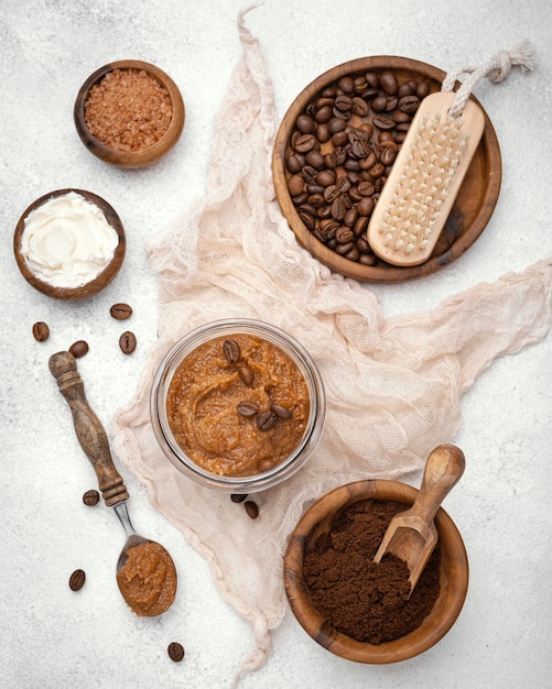 Free Photo top view homemade remedy with coffee beans