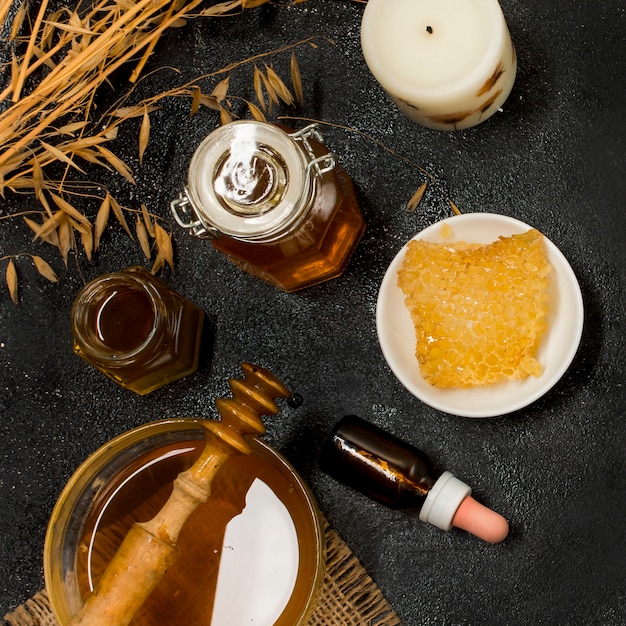 Top view honey products