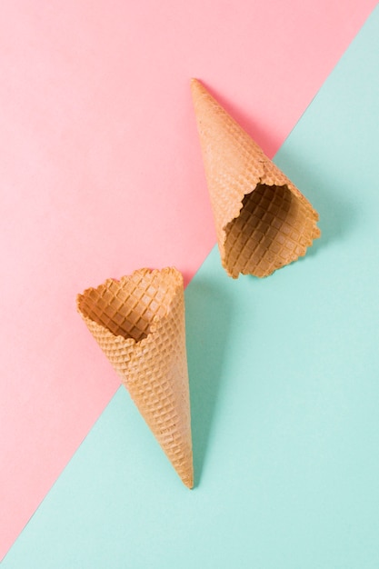 Free Photo top view ice cream cones