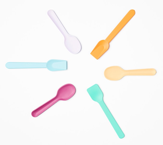 Free photo top view ice cream spoons