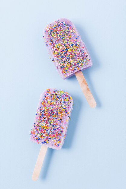 Top view ice cream sticks