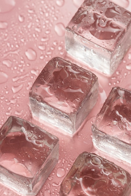 Top view  ice cubes arrangement