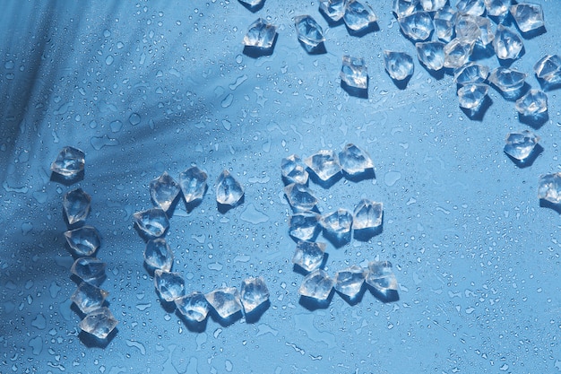 Top view ice cubes still life