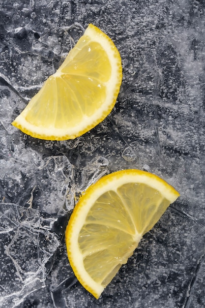 Top view ice cubes still life