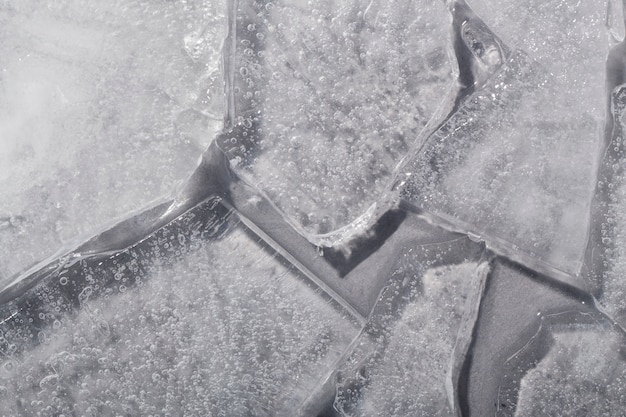 Top view ice cubes still life