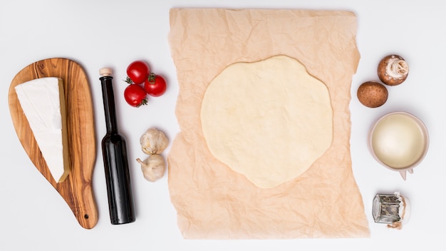 Free Photo top view of ingredient for cooking vegetarian pasta