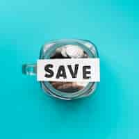 Free photo top view jar for savings