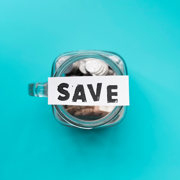 Free Photo top view jar for savings