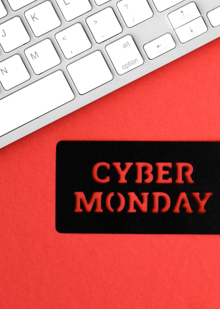 Free photo top view of keyboard for cyber monday