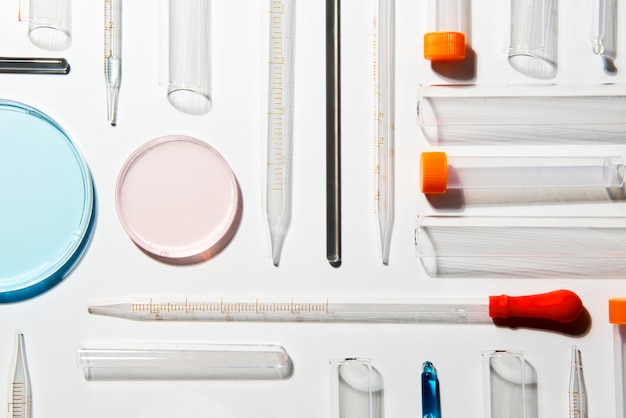 Top view laboratory samples arrangement