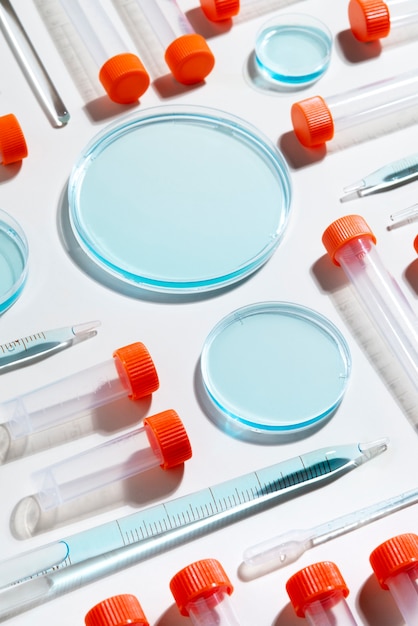 Top view laboratory samples arrangement