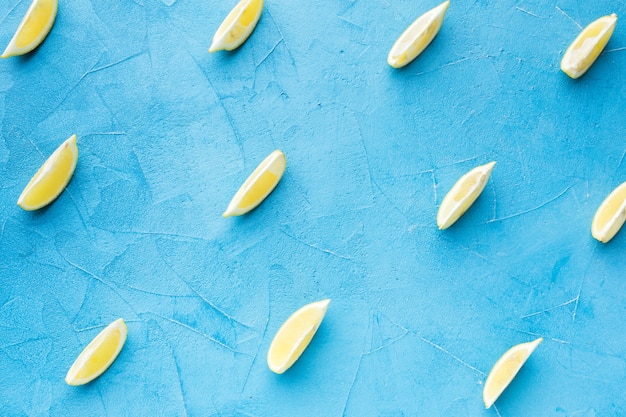 Top view of lemon slices arrangement