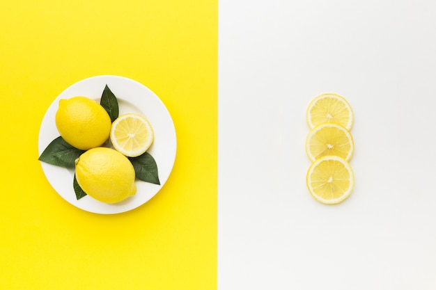 Free photo top view of lemon slices concept