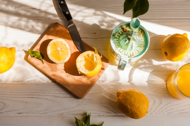 Top view lemons arrangement