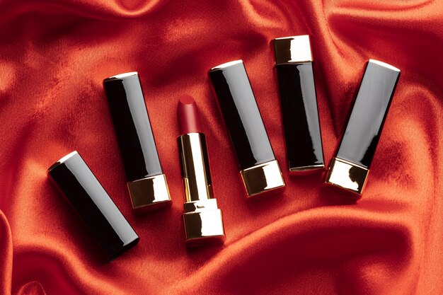 Top view lipsticks arrangement