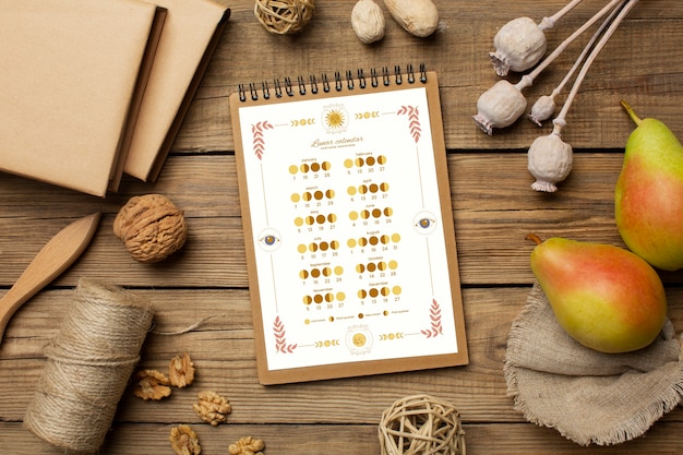 Top view lunar calendar and harvest