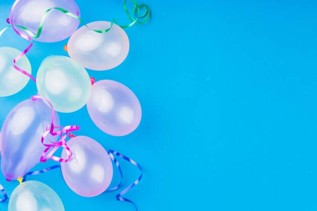 Top view metallic transparent balloons