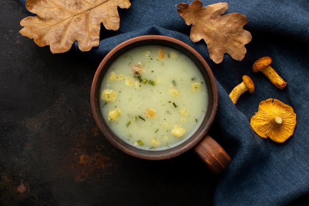 Top view mushroom soup