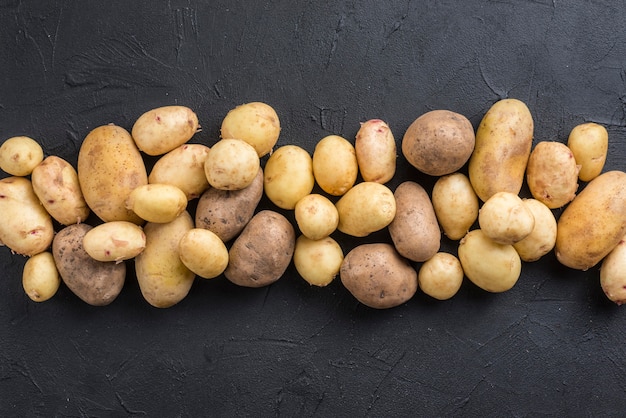 Top view natural potatoes