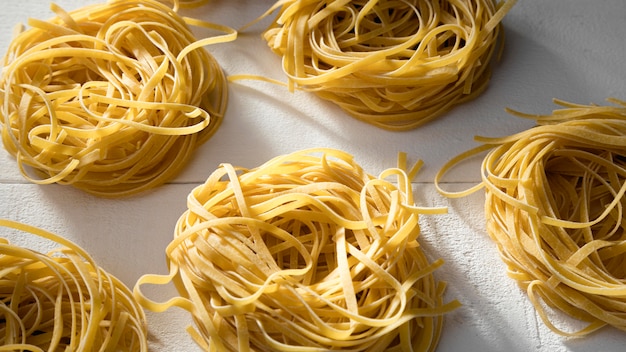 Top view noodles on table